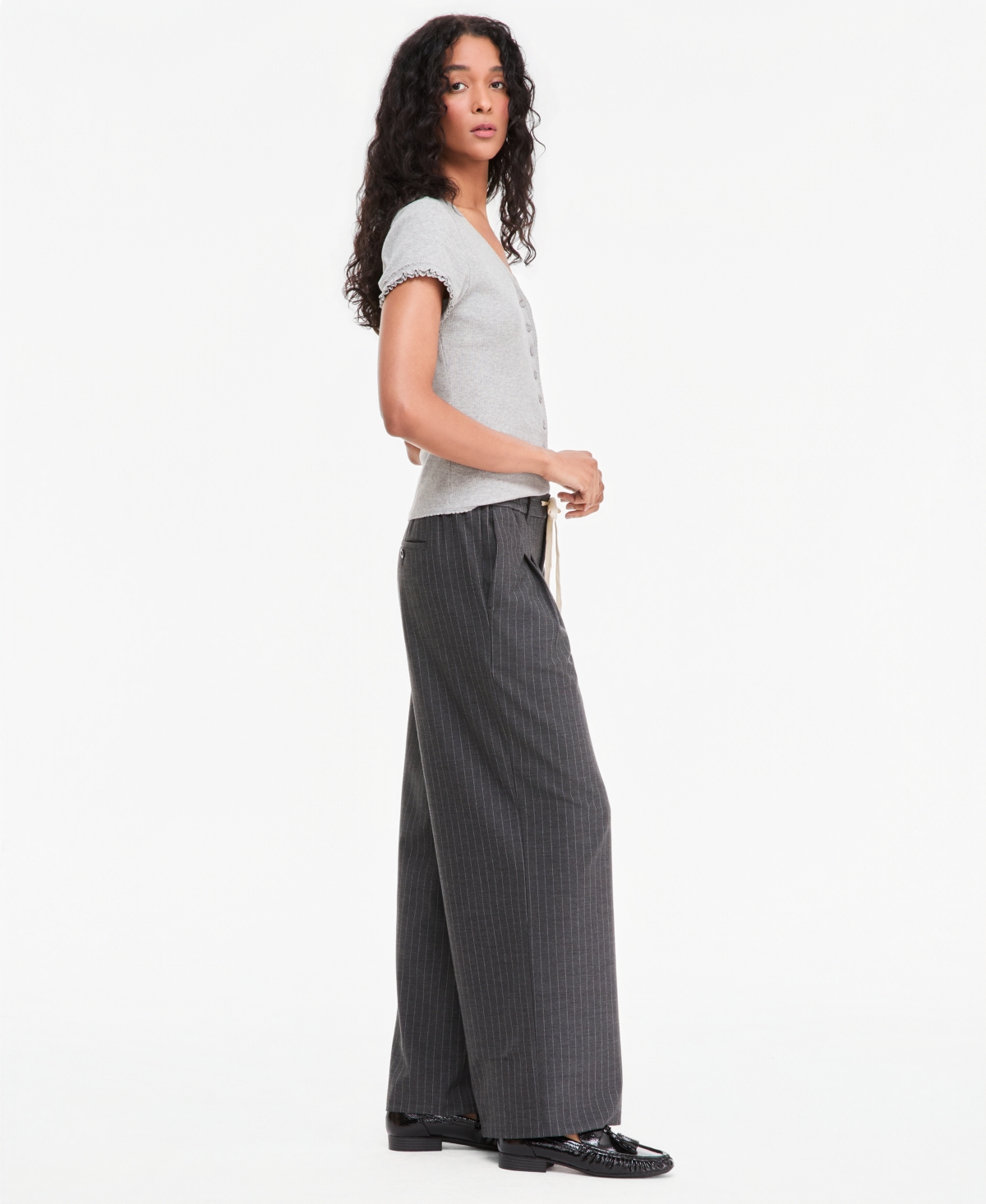 On 34th Women's High-Rise Pinstriped Wide-Leg Pants, Macy's Exclusive