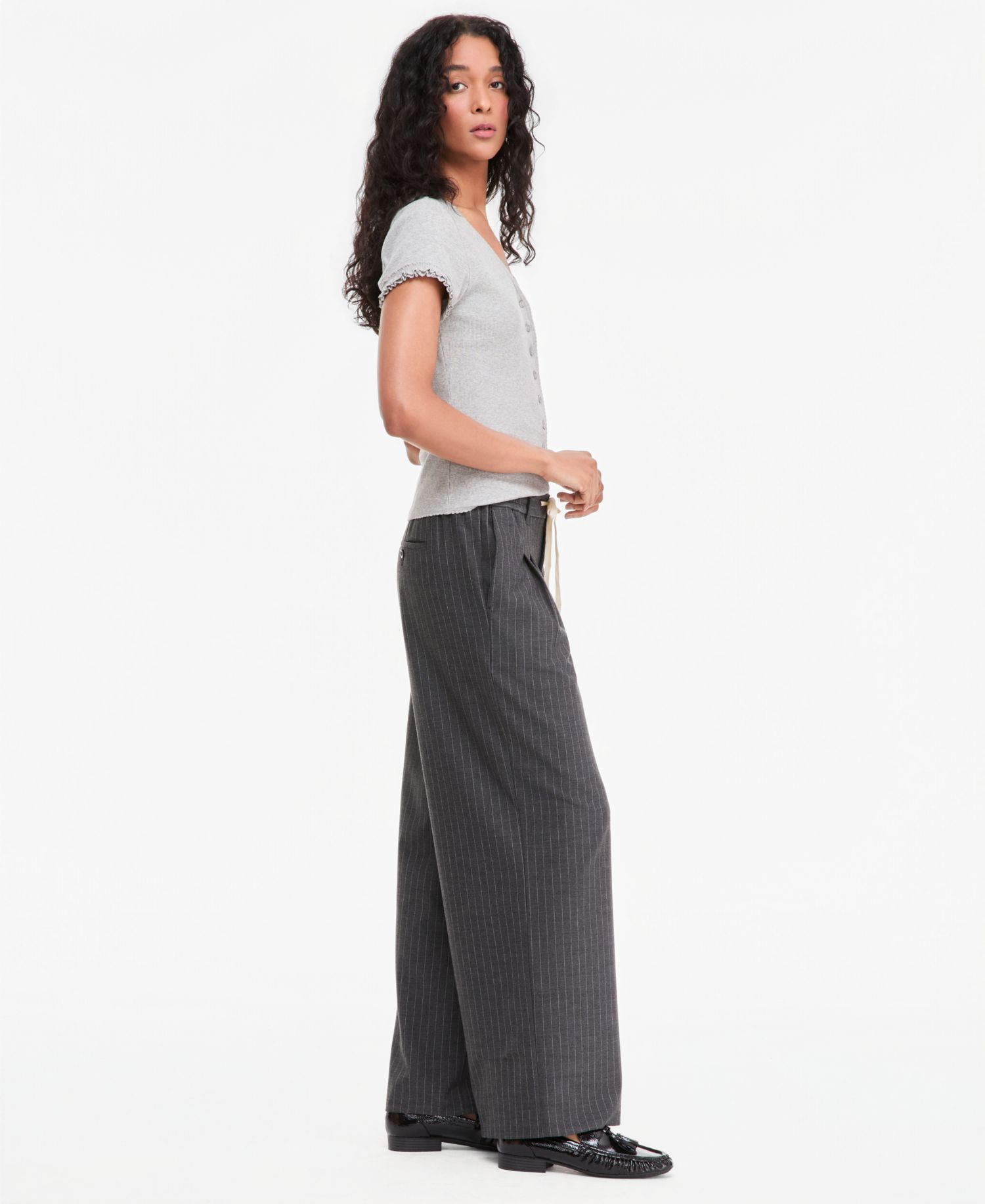 Women's High-Rise Pinstriped Wide-Leg Pants