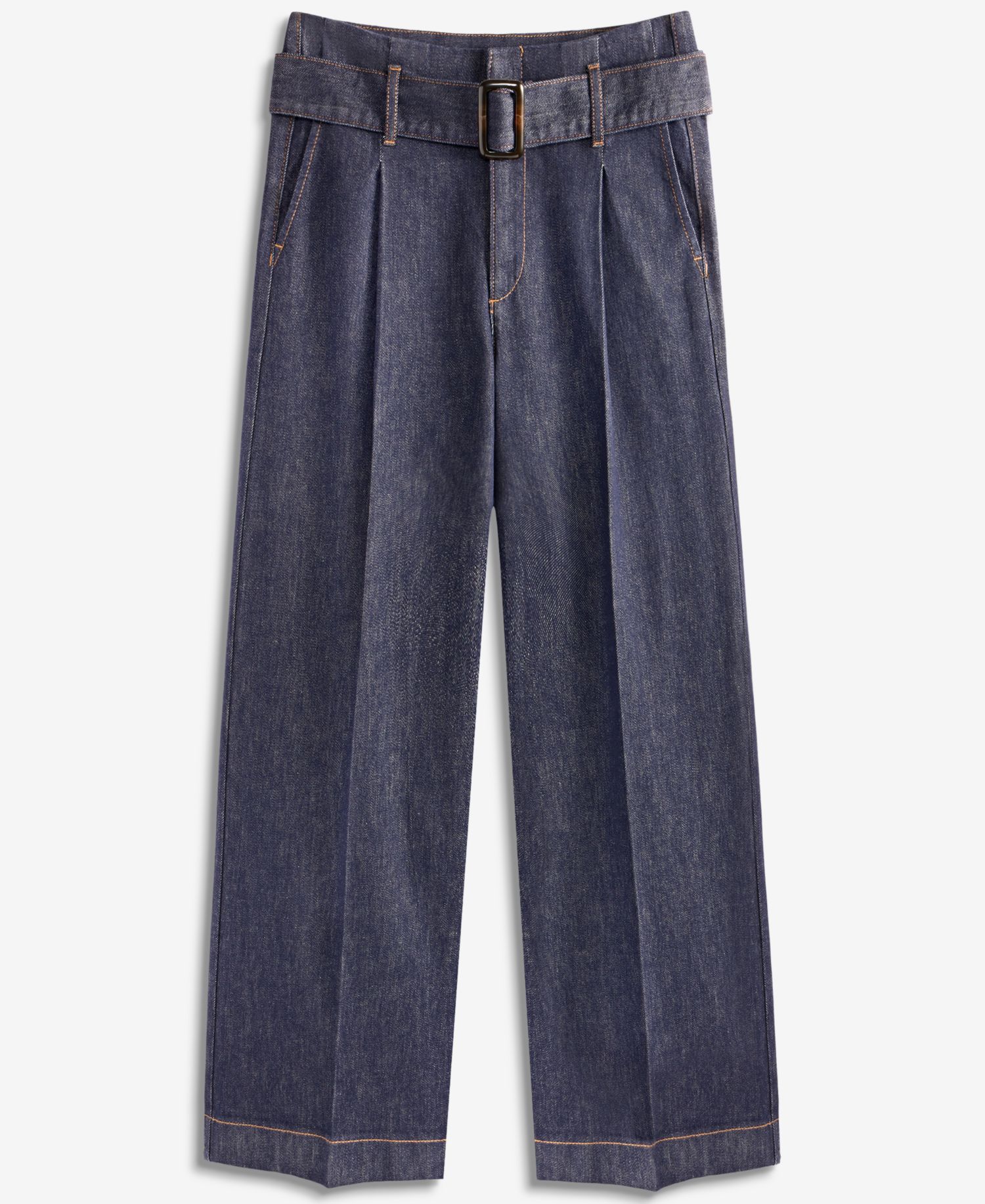 Petite High-Rise Wide-Leg Belted Jeans