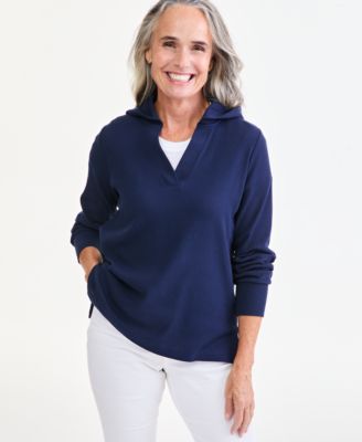 Women's Long-Sleeve V-Neck Waffle Hoodie