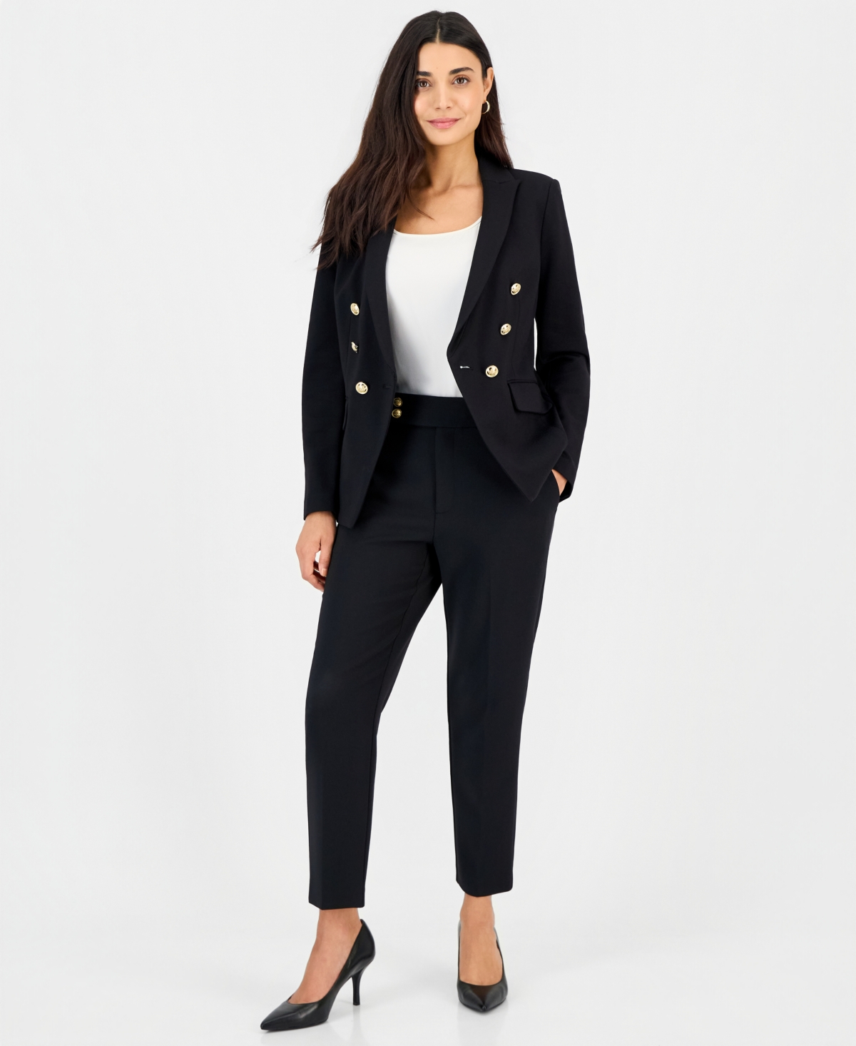 I.n.c. International Concepts Petite Double-Breasted Fitted Stretch Ponte Blazer, Macy's Exclusive