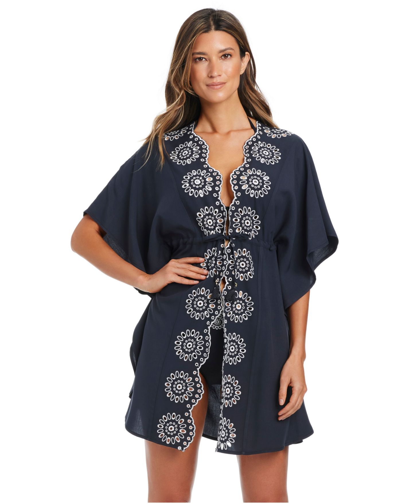 Пляжная накидка Caftan, шитьё — Bleu by Rod Beattie, цвет: Тёмно-синий / Белый — фото 3