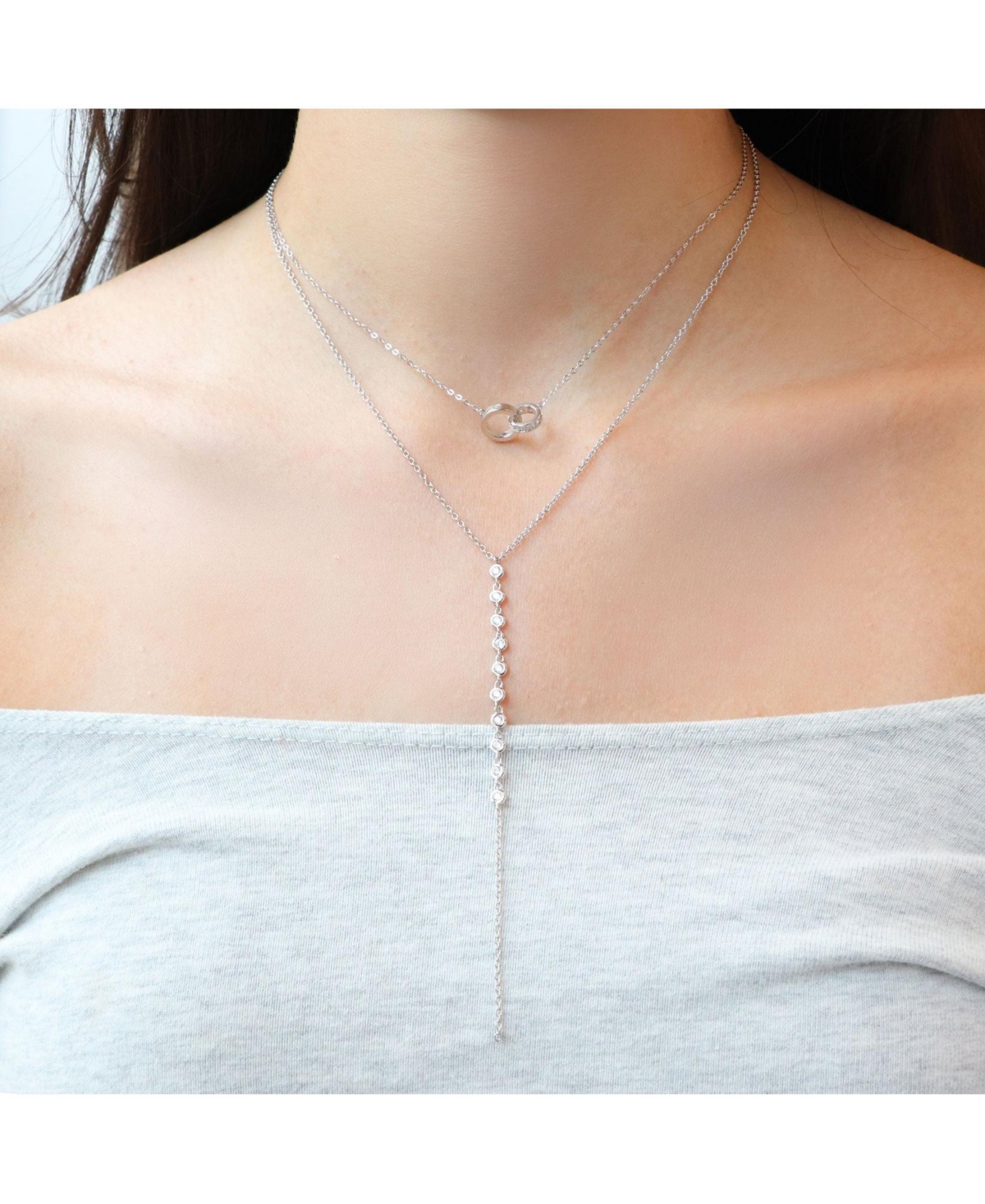 The Lovery Lariat Bezel Cz Necklace Sterling Silver