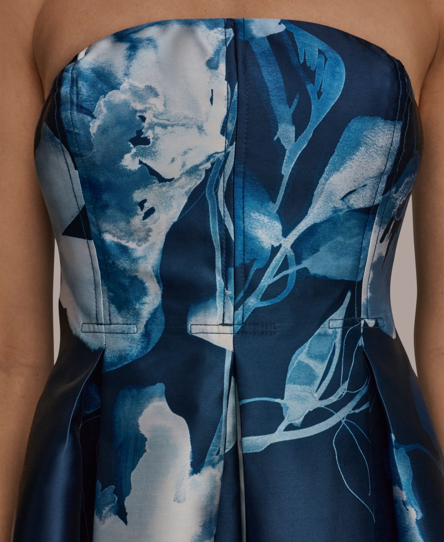 Women's Strapless Floral A-Line Midi Dress