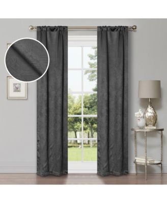 Wave Geometric Washable Room Darkening Blackout Curtains, Set of 2