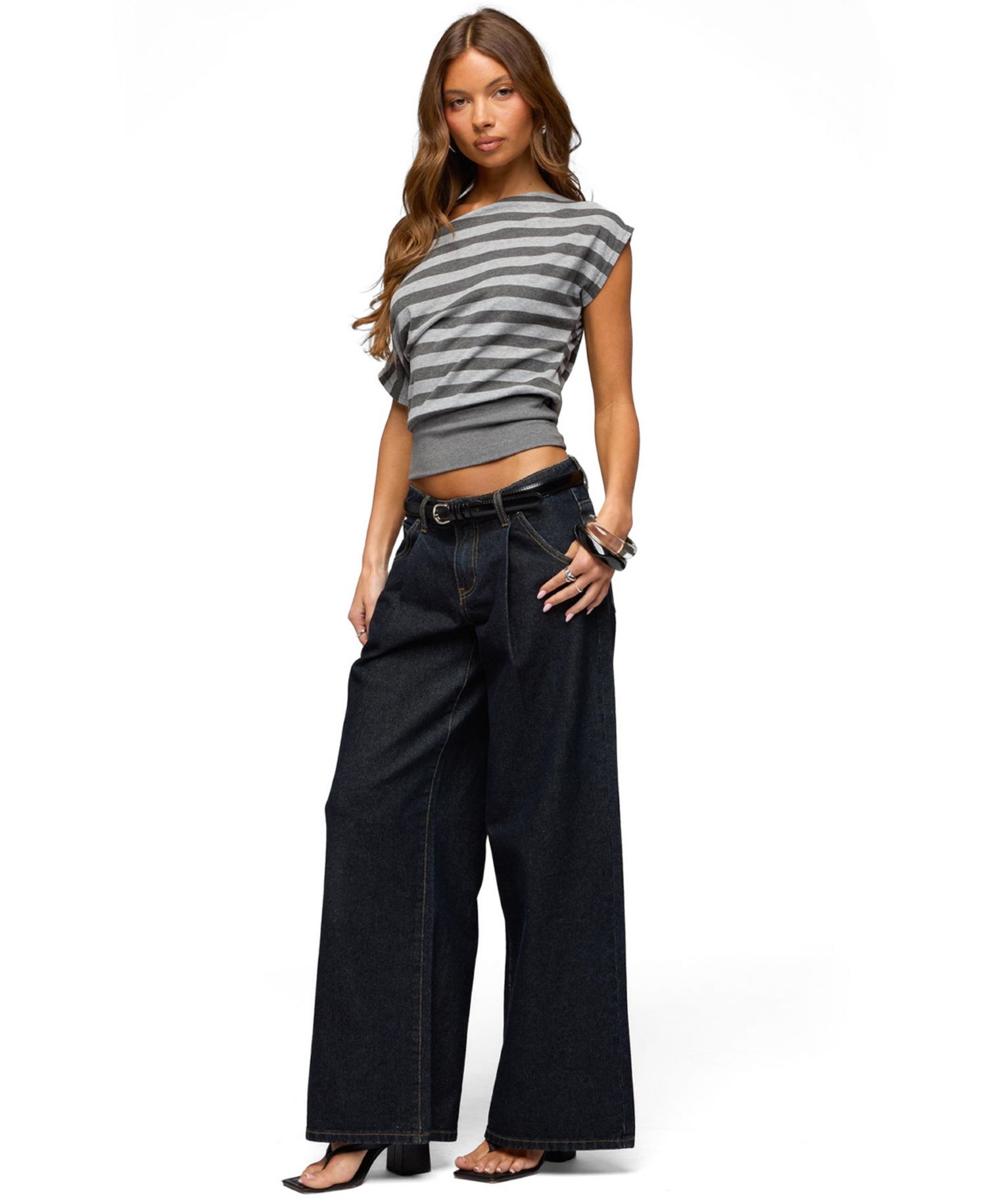 Women's Kittie Striped Off Shoulder Top