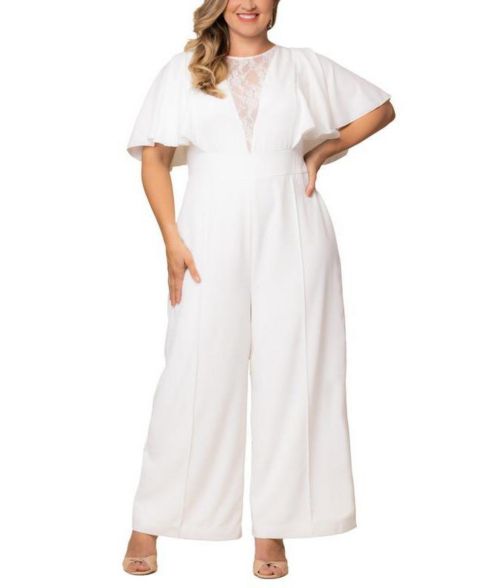 Женский комбинезон Kiyonna Plus Size Spellbound Wide Leg Jumpsuit, цвет: Слоновая кость