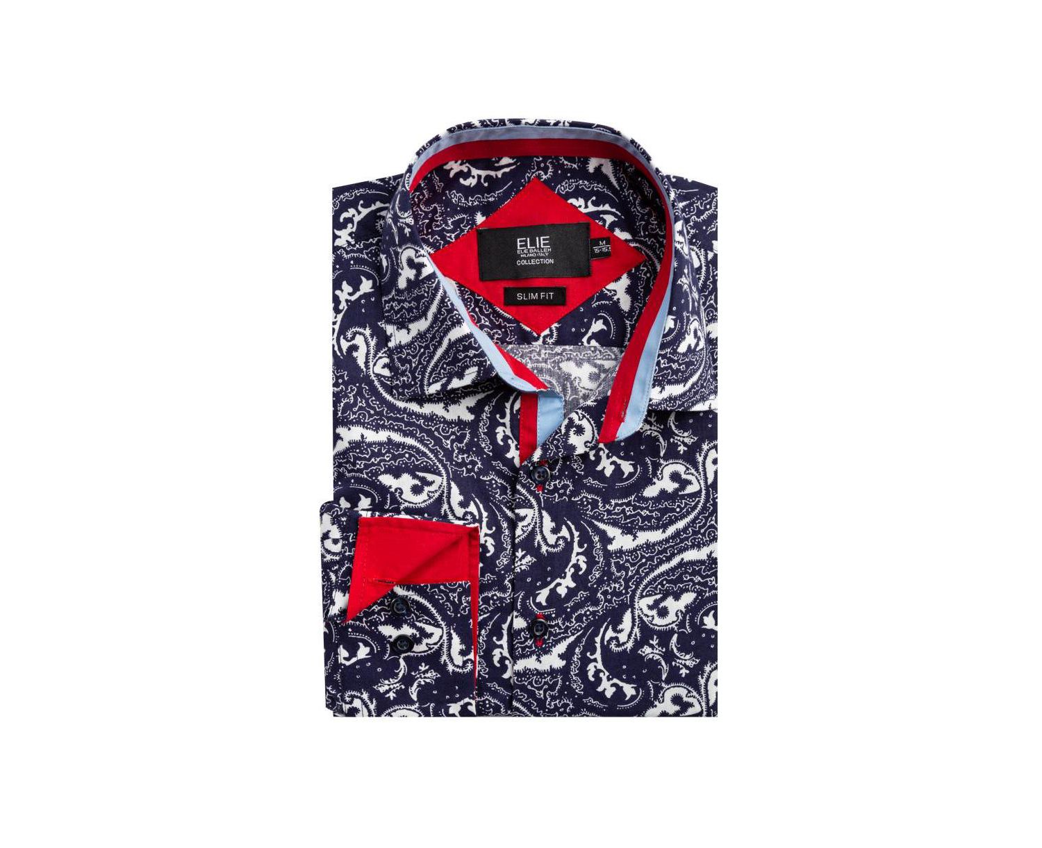 Men's Slim Fit Paisley Sport Button-Down Shirt