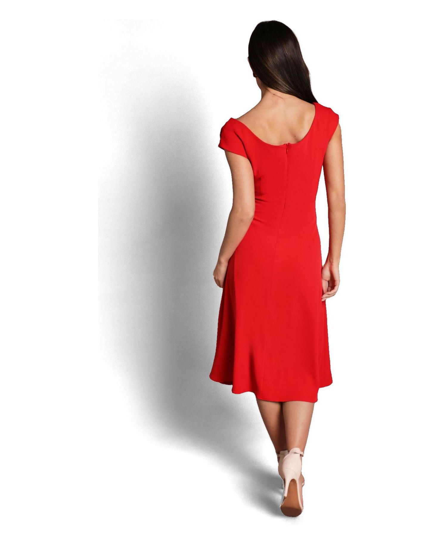 Women's Off Shoulder Crepe Midi Dress