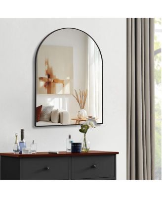 30" x 40" Arched Bathroom Mirror, Metal Vanity Mirror for Entryway, Bathroom and Living Room