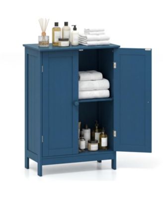 2-Door Freestanding Wooden Bathroom Cabinet with Adjustable Shelf, 34-in H