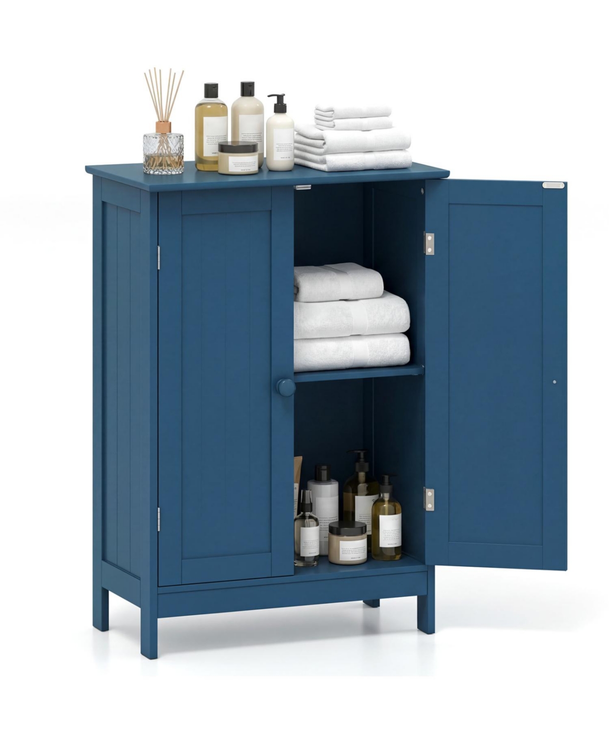 Volenca 2-Door Freestanding Wooden Bathroom Cabinet with Adjustable Shelf, 34-in H