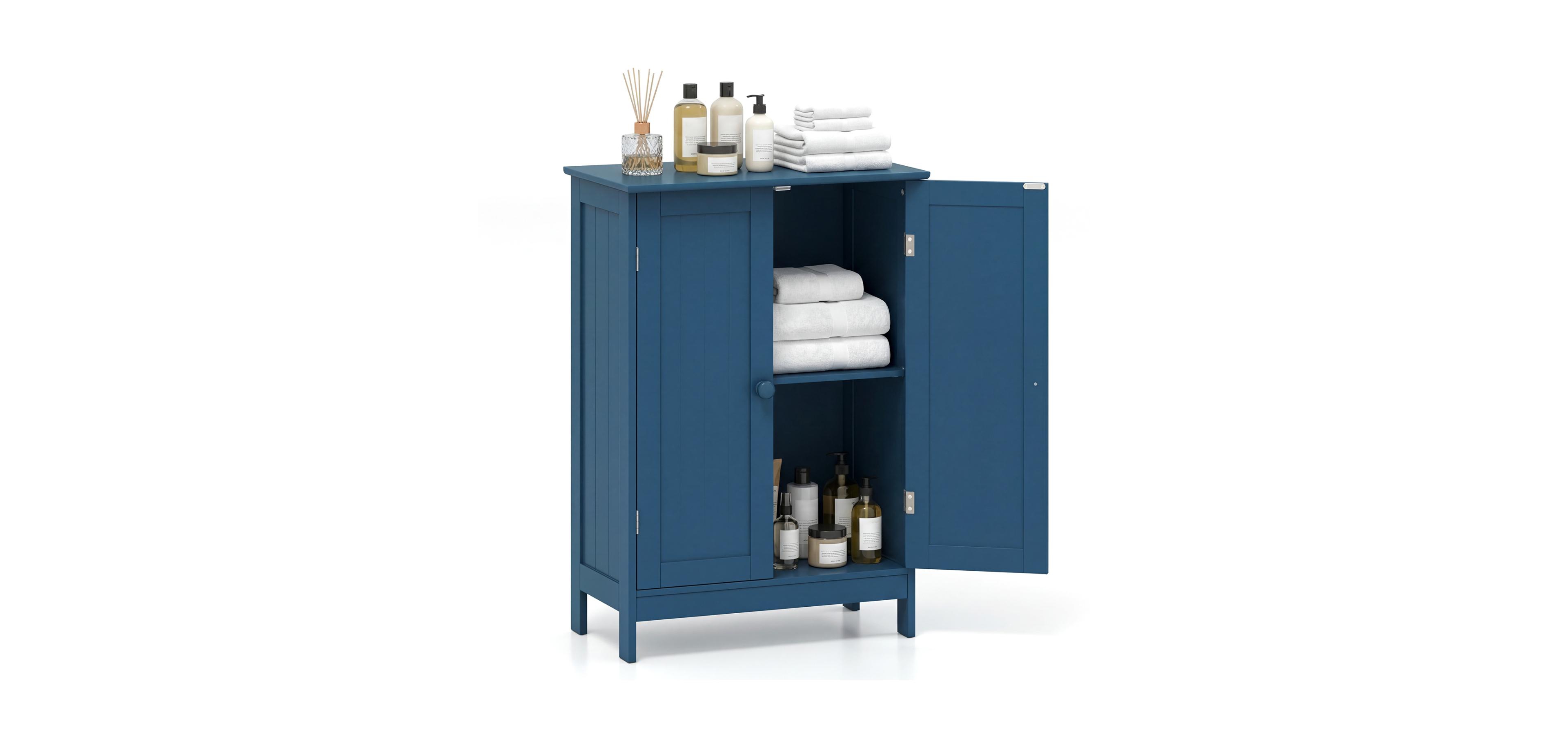 Volenca 2-Door Freestanding Wooden Bathroom Cabinet with Adjustable Shelf, 34-in H
