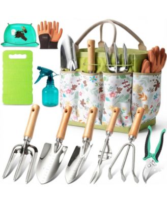 Heavy duty stainless steel gardening tool set with storage bag