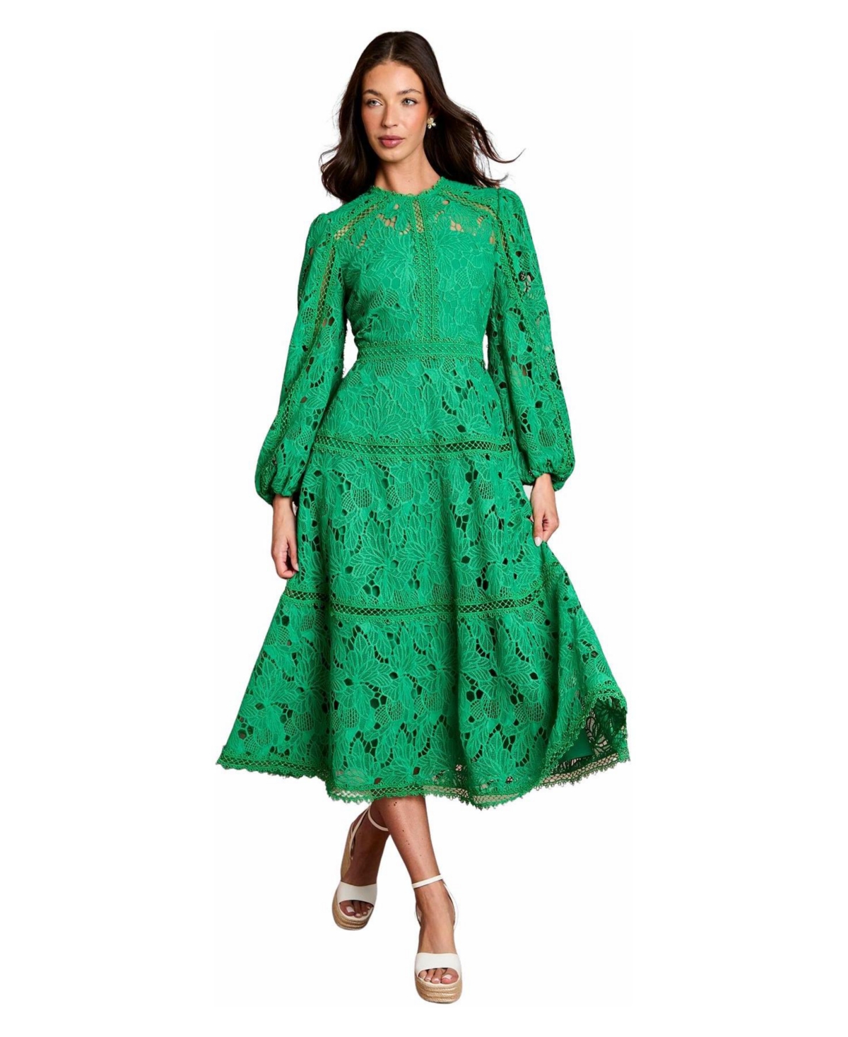 Coast Women's Lace Panel Long Sleeve Midi Dress