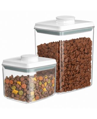 1.35 Qt Airtight Pet Food Storage Container Clear Plastic Pop Up Lid