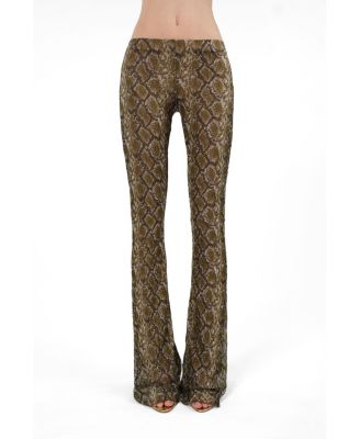 Women's Snake Print Low-Rise Flare Trousers