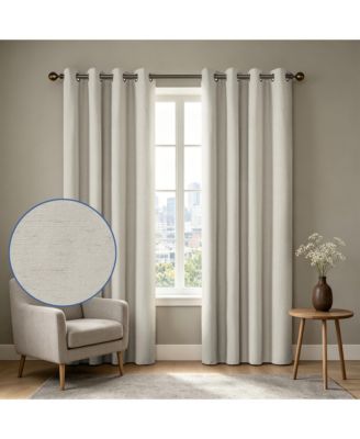Linen Blend Total Blackout Grommet Curtains Pair