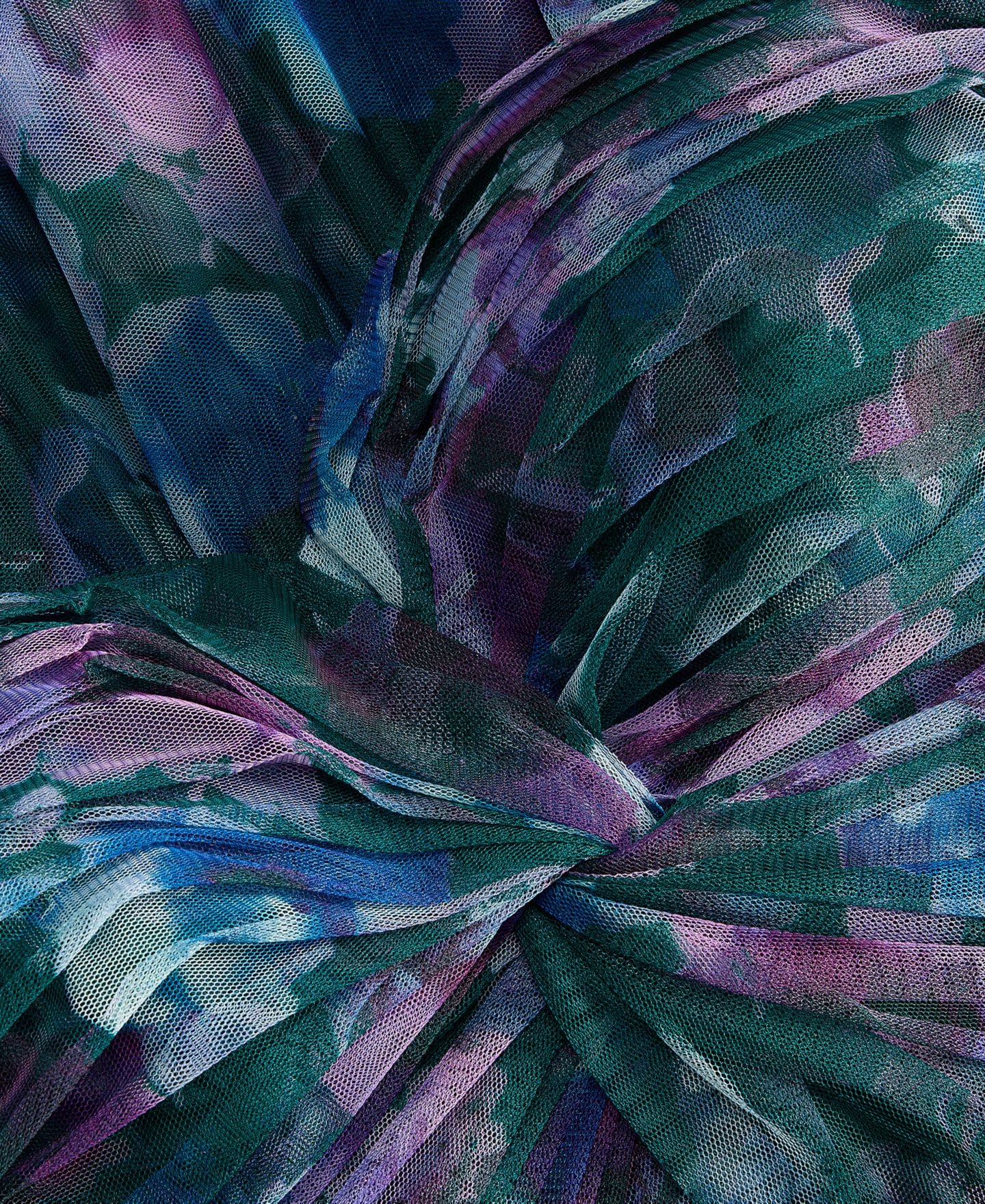 Женское платье City Studios Seni & Cade Juniors' Twisted Printed Mesh Fit & Flare, цвет: Зелёный / Фиолетовый — фото 3