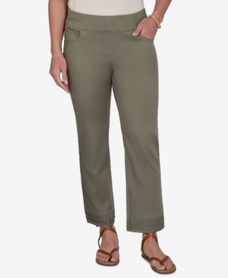 Petite Pleated Hem Denim Ankle Pants