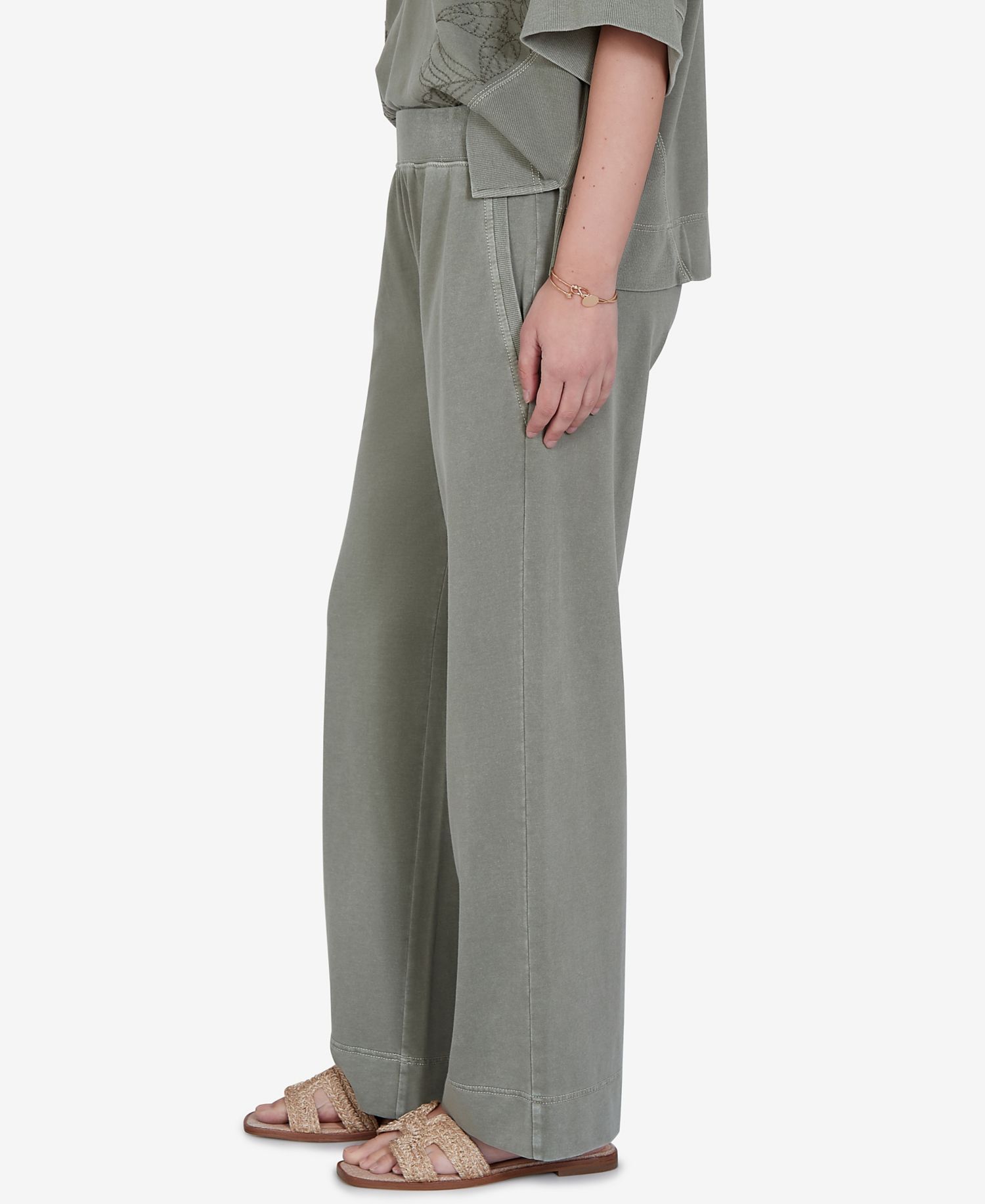 Petite Snow Wash Elastic Waistband Pants