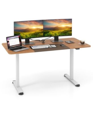 55 in. Electric Sit-to-Stand Desk with Cable Management Hole and T-Leg Frame