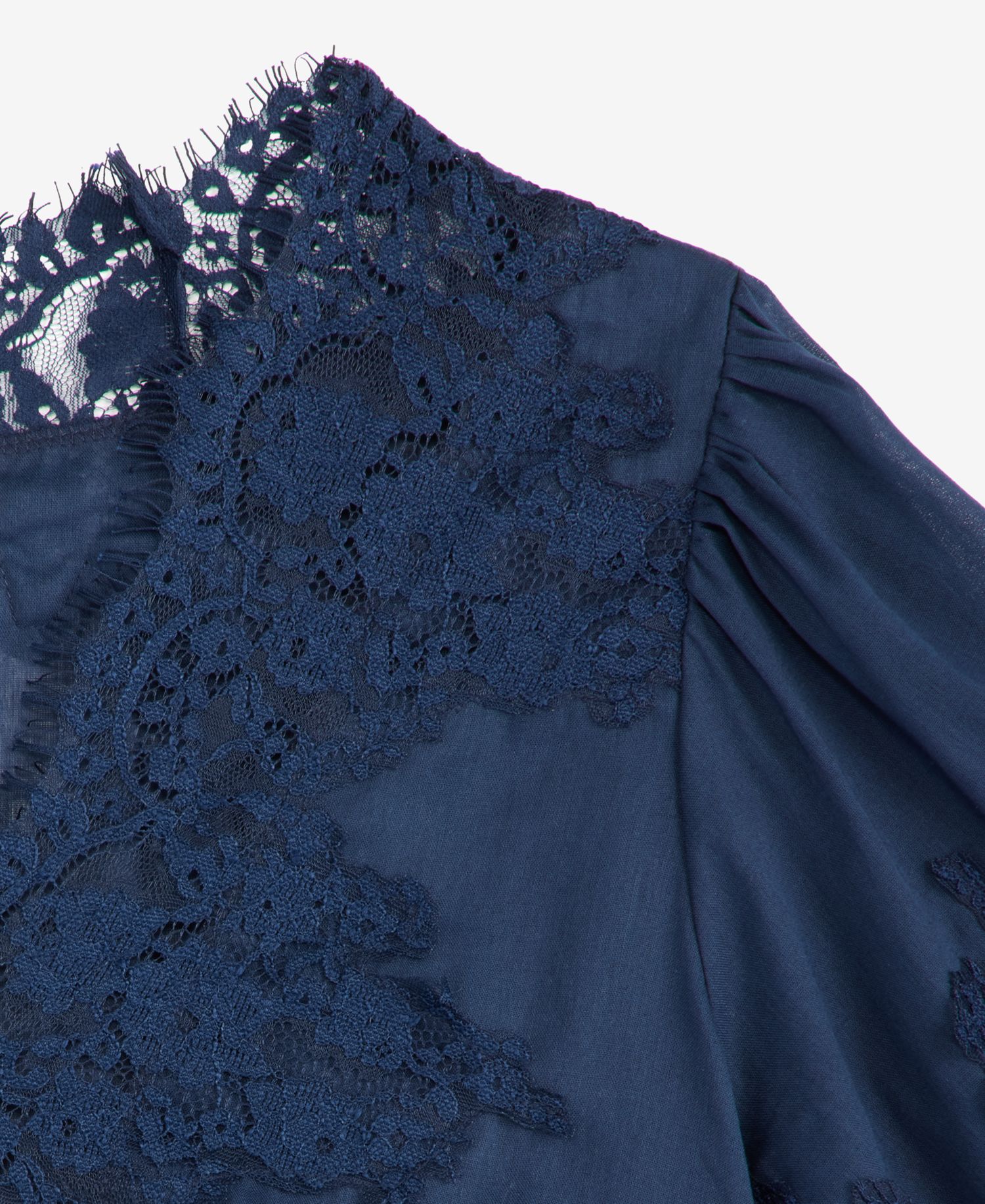 Women's Lace-Trim Button-Front Blouse