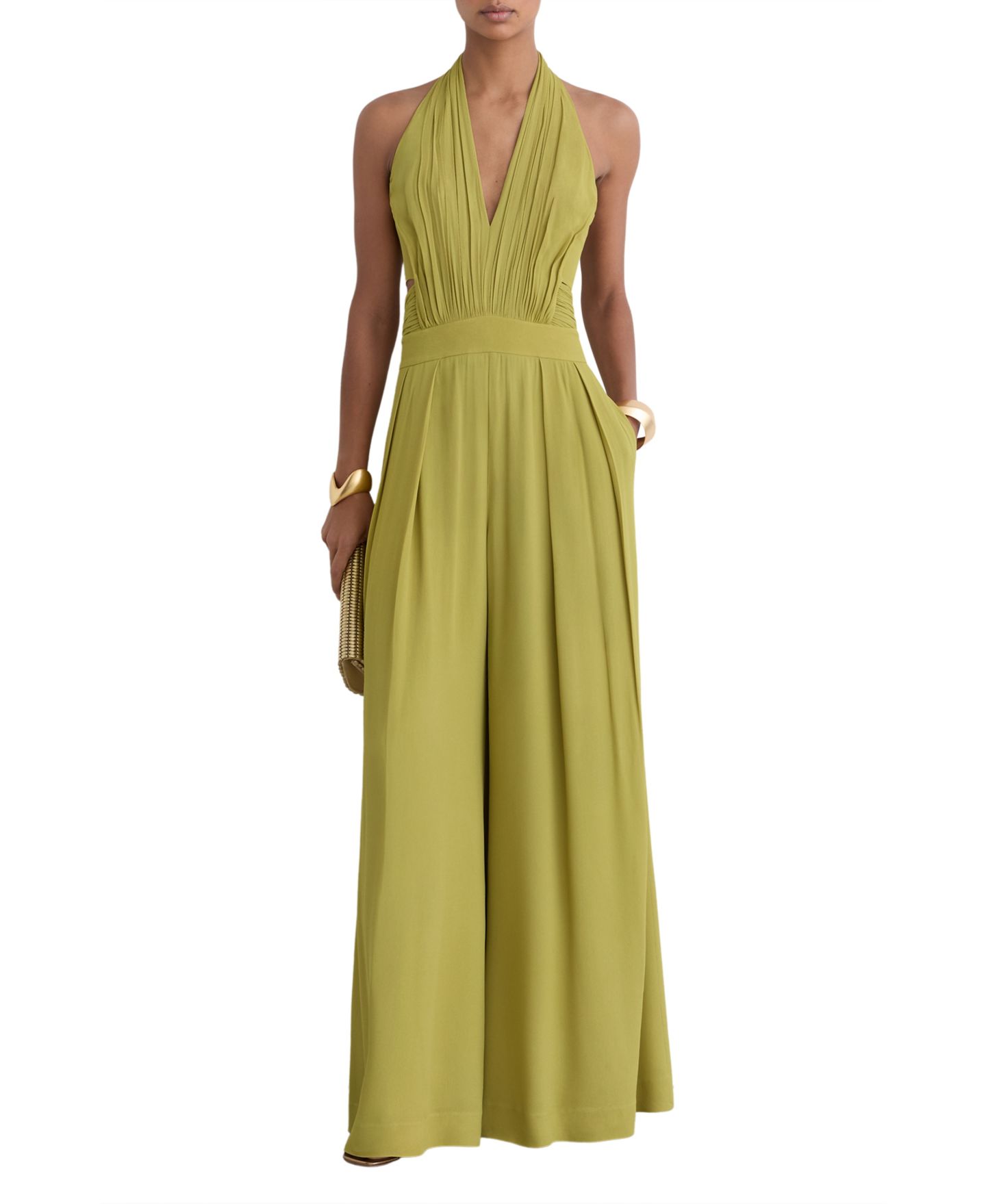Женский комбинезон REISS Lainey Occasion Jumpsuit, цвет: Зелёный — фото 1