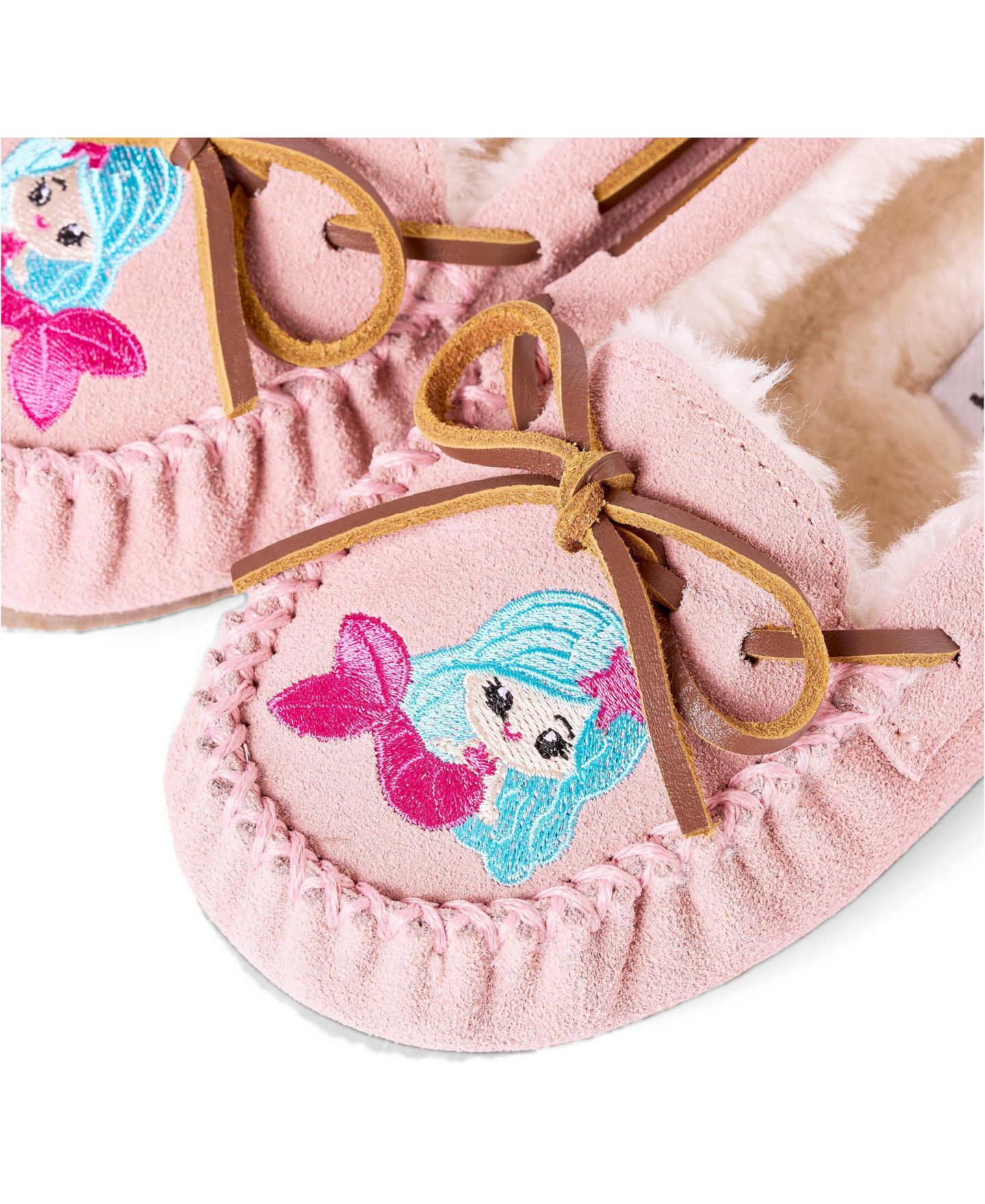Детские замшевые тапочки Minnetonka Cassie «русалка», цвет: Пудровый — фото 2
