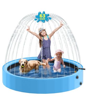 63'' Foldable Dog Pool Sprinkler Non-slip Collapsible Bathing Tub Portable Swimming