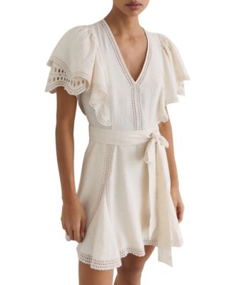 Women's Broderie Anglaise Belted Flippy Dress