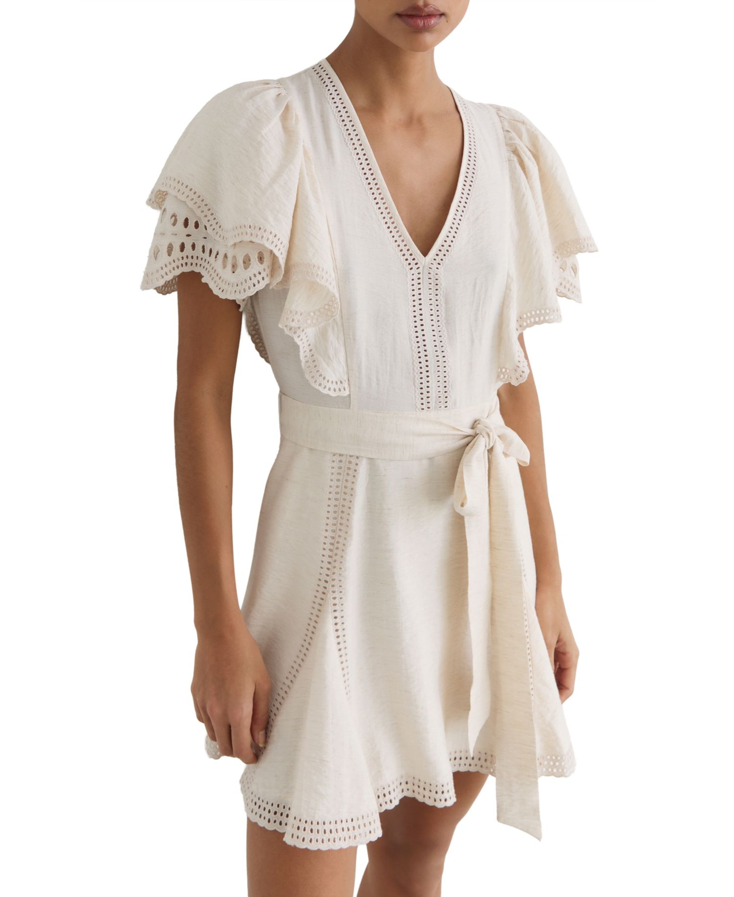 Women's Broderie Anglaise Belted Flippy Dress