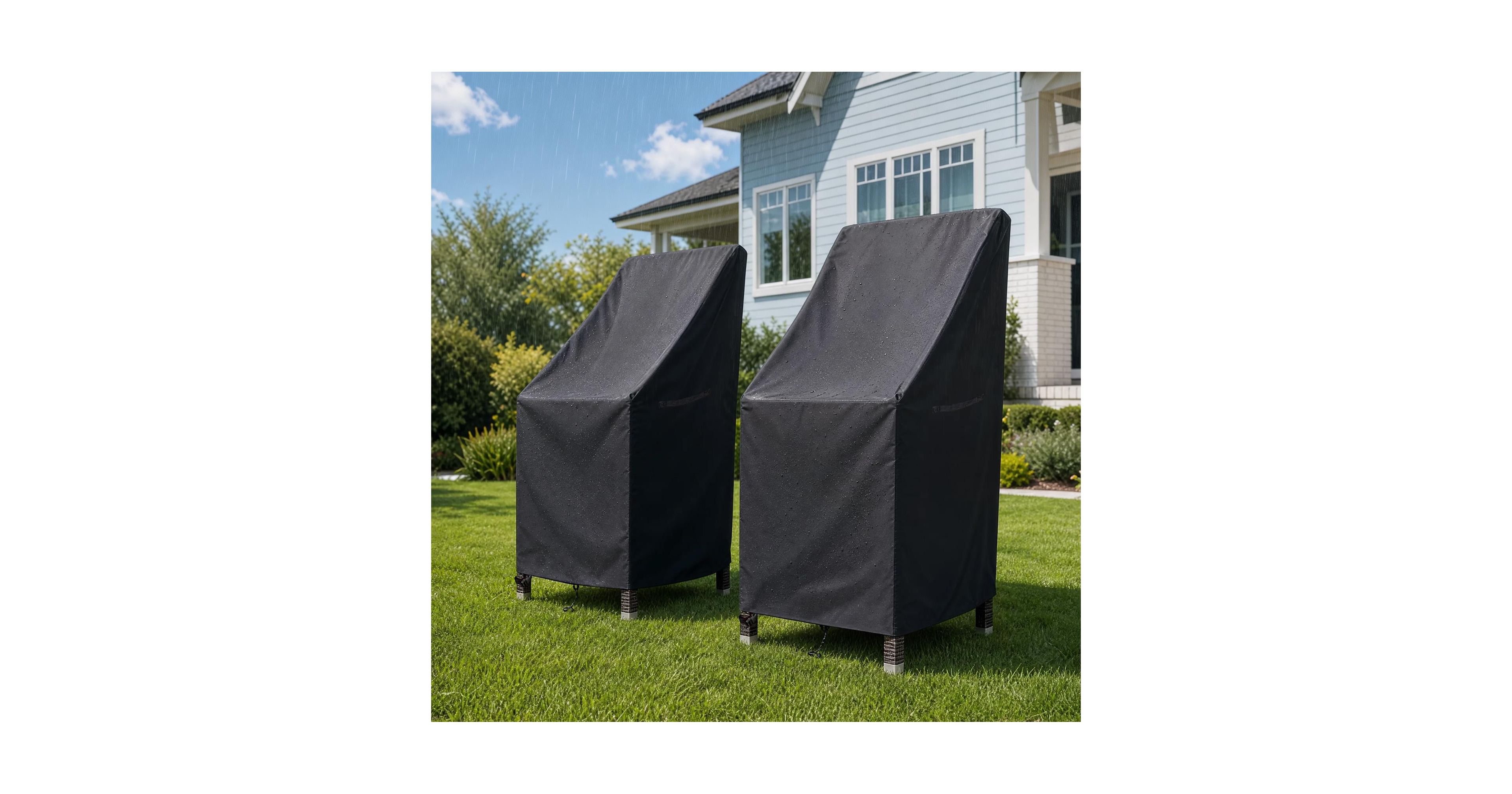 Homfan Patio Chair Cover, 2 Pack, Silver-Coated 600D Oxford Fabric, Waterproof, Stackable, Fits 27" x 27" x 49" Chairs