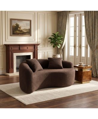 S-Curved Chenille Sofa Loveseat, Dual-Depth, No Assembly, Compact for Small Spaces