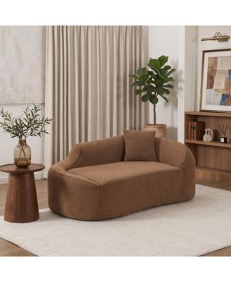 Compression Curved Chaise Longue Loveseat Sofa Bed with 1 Pillow
