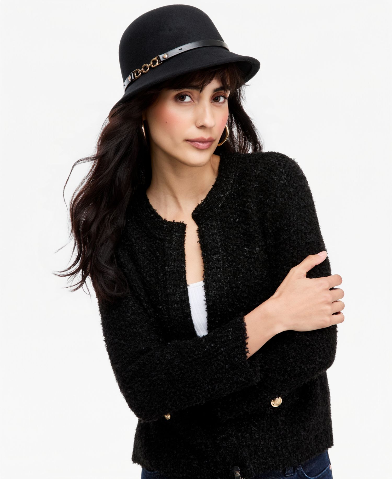 Horsebit Felt Cloche Hat
