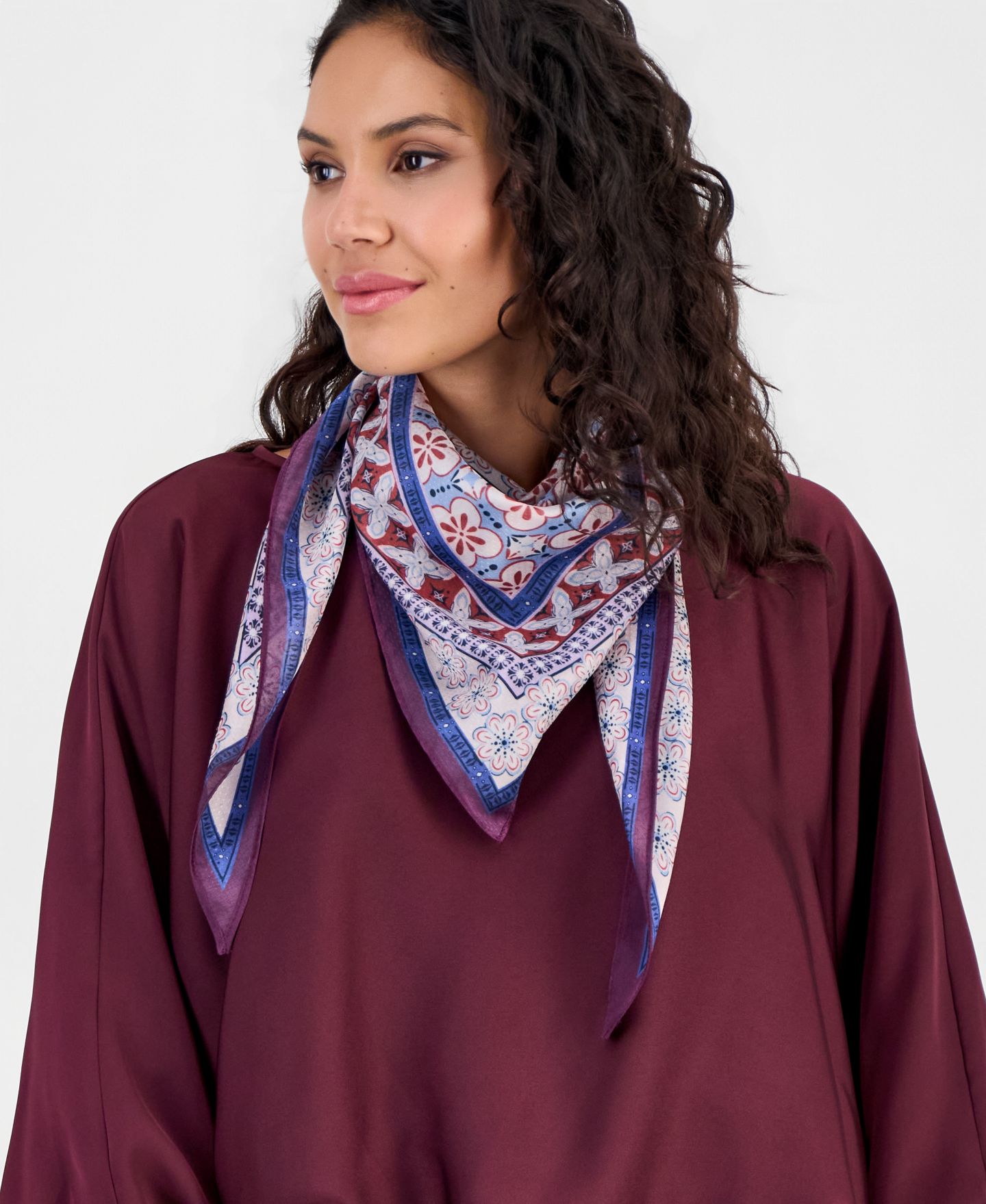 Женский шарф I.N.C. International Concepts Multi-Pattern Triangle, цвет: Сливовый разноцветный — фото 2