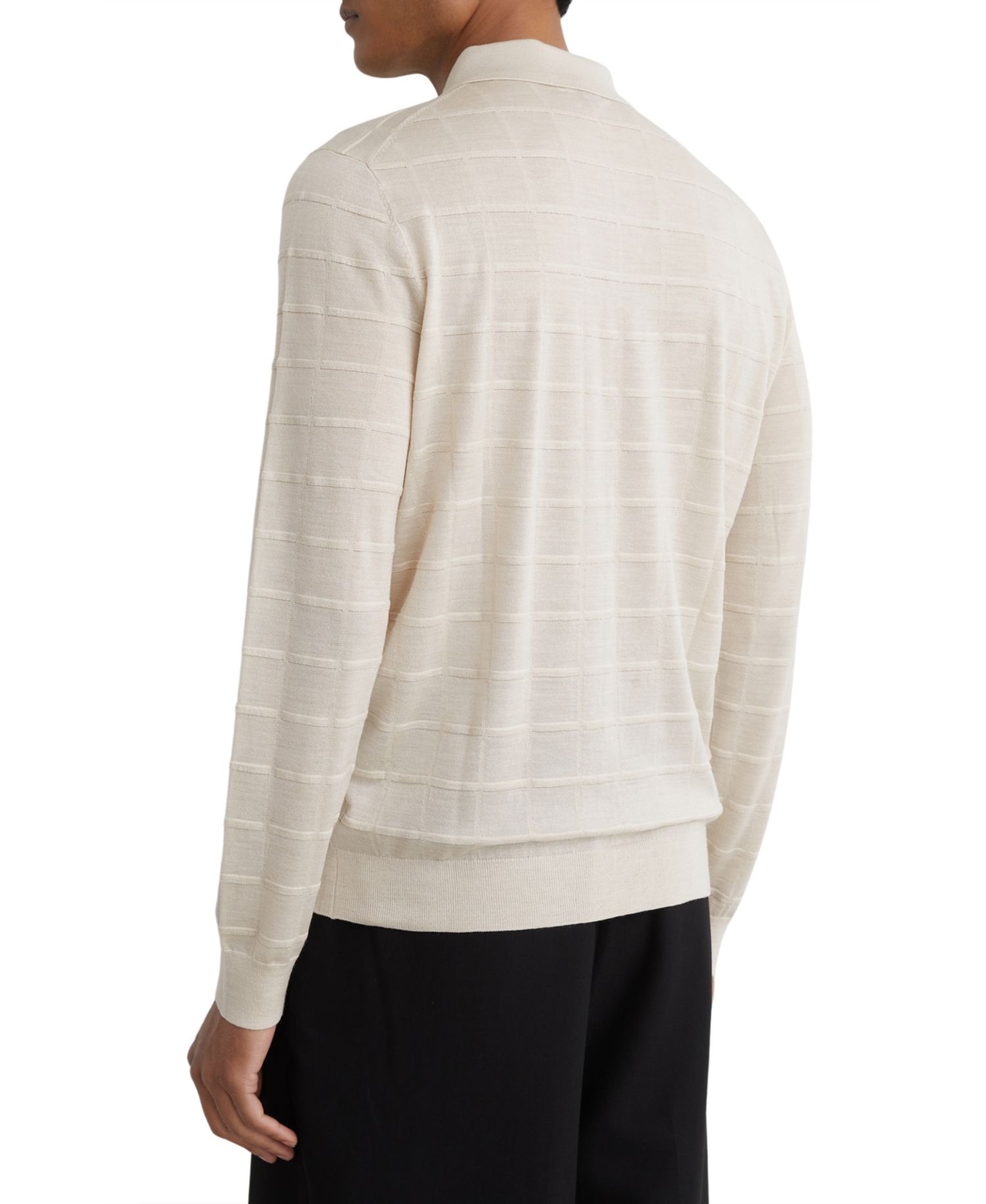 Men's Pallas Half Button Check Textured Polo Shirt