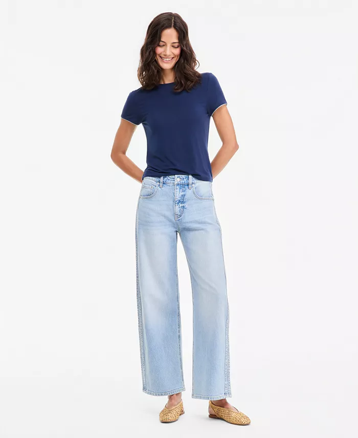 Women's Mid-Rise Side-Stripe Curve Leg Jeans