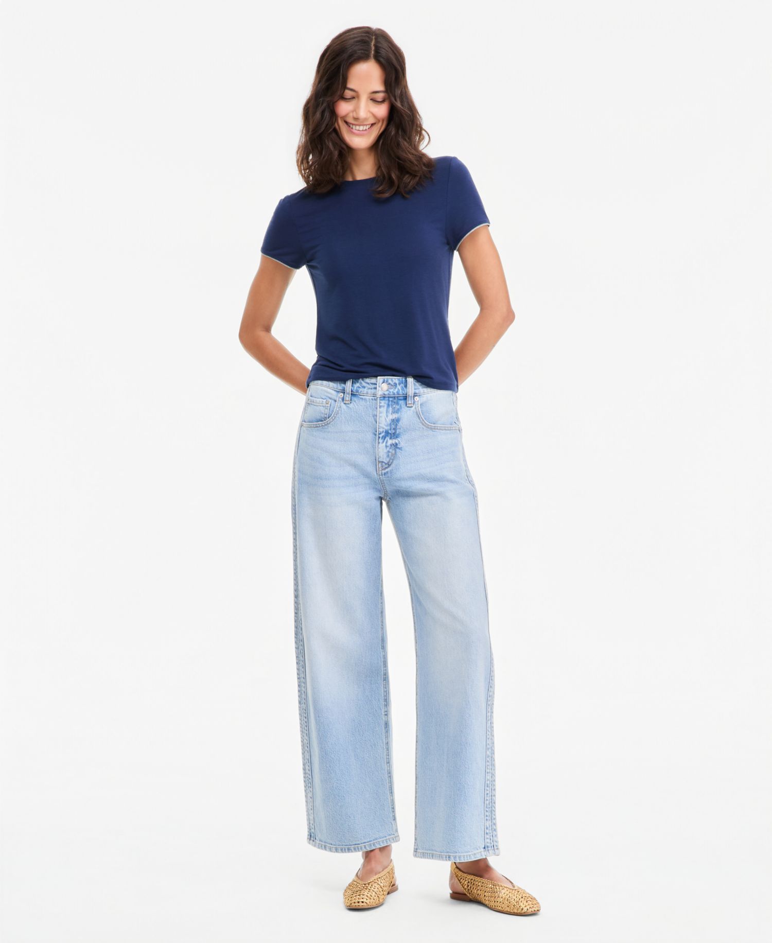 Women's Mid-Rise Side-Stripe Curve Leg Jeans
