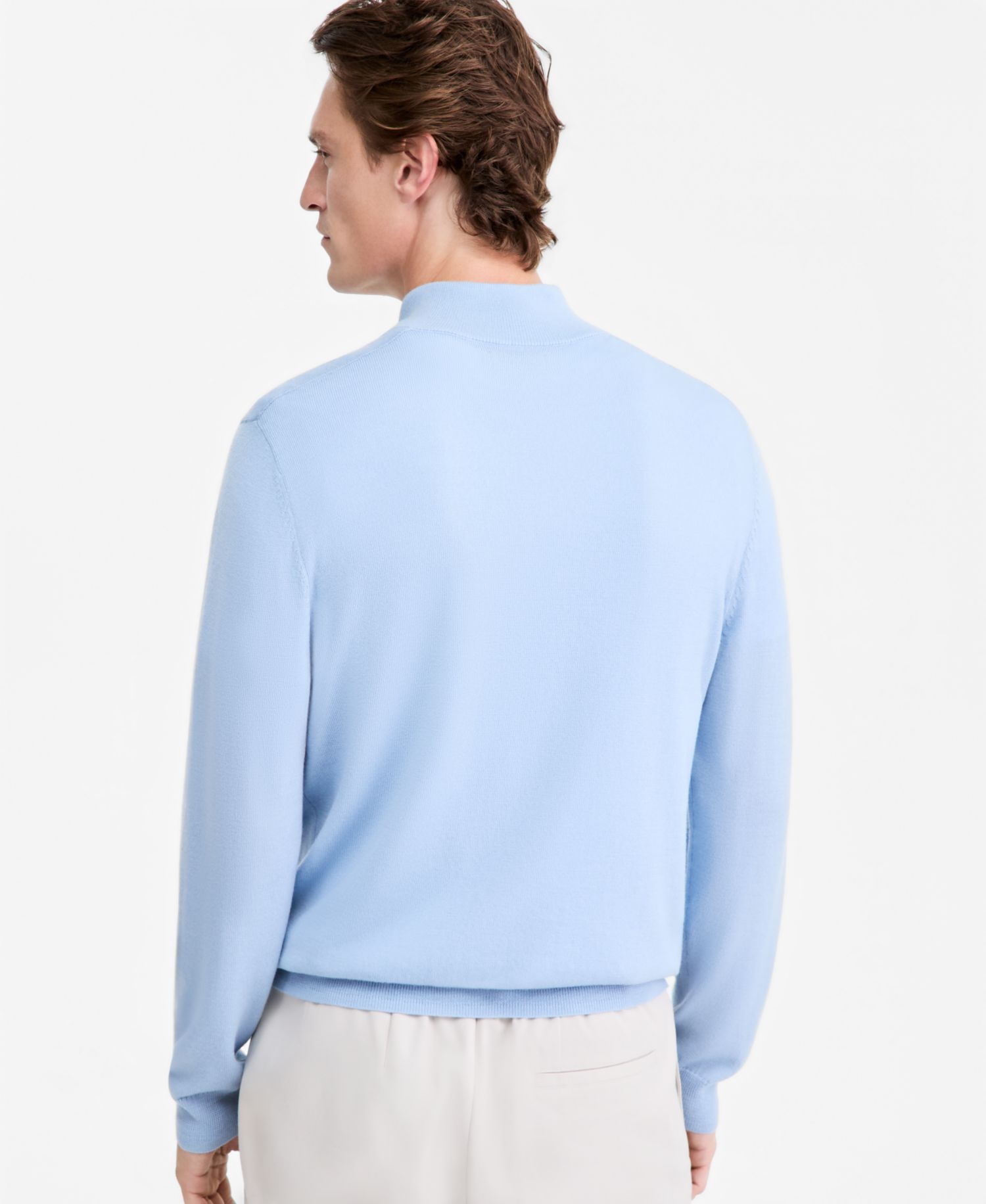 Men's Merino Wool Quarter-Zip Mock-Neck Sweater