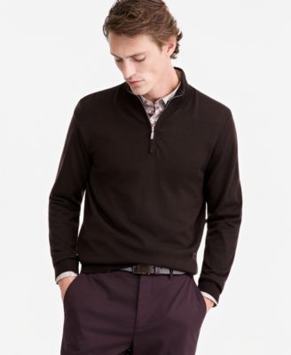 Men's Merino Wool Quarter-Zip Mock-Neck Sweater
