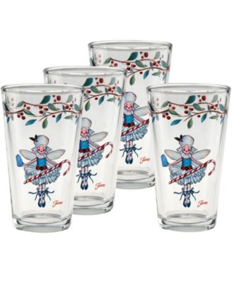Holly Berry Sugar Plum Fairy Tapered Cooler Glasses, Set of 4