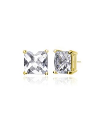 Radiant Sterling Silver Cubic Zirconia Square Stud Earrings