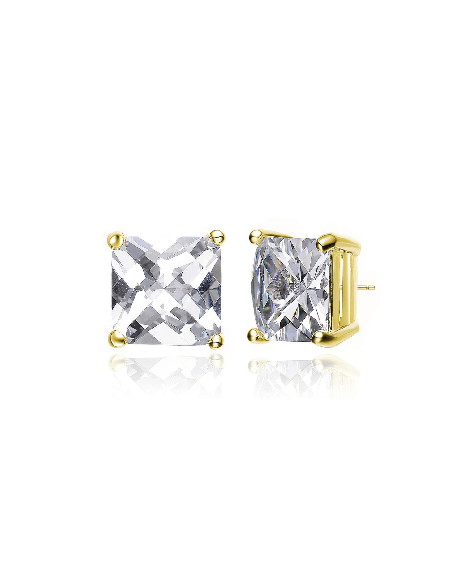 Radiant Sterling Silver Cubic Zirconia Square Stud Earrings