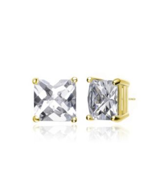 Radiant Sterling Silver Cubic Zirconia Square Stud Earrings