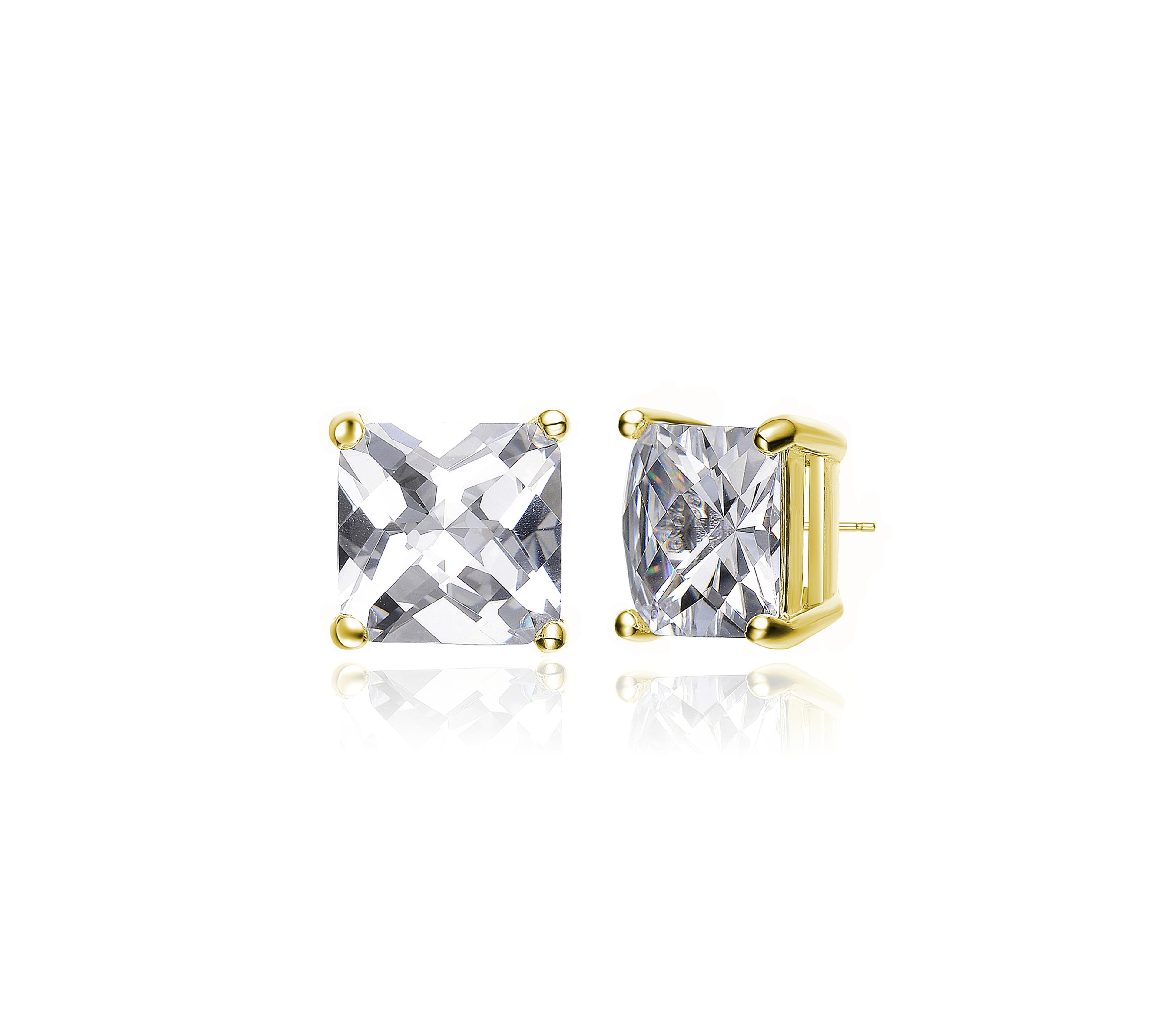 Sterling Silver Cubic Zirconia Square Studs