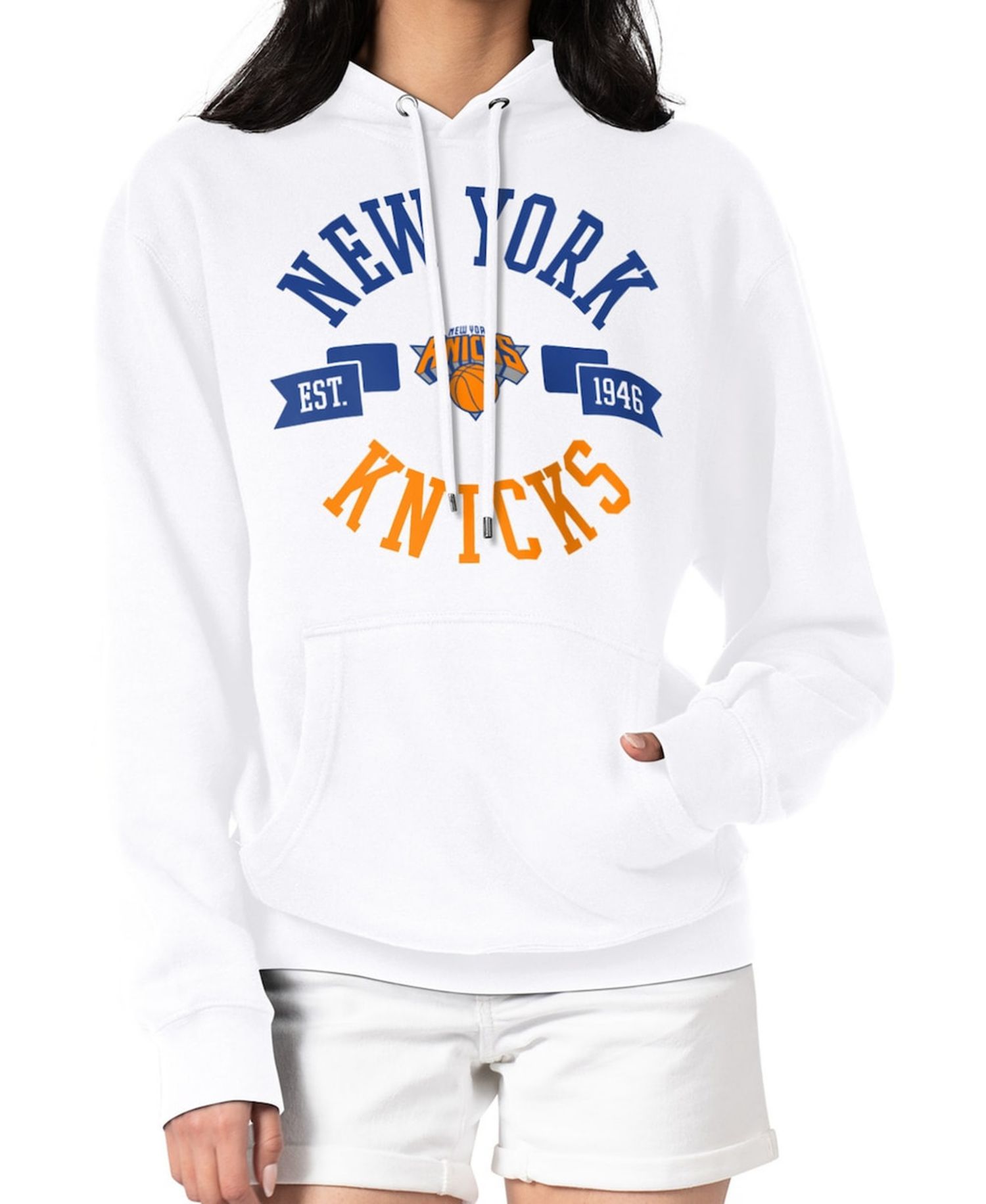 Women's White New York Knicks City Pullover Hoodie