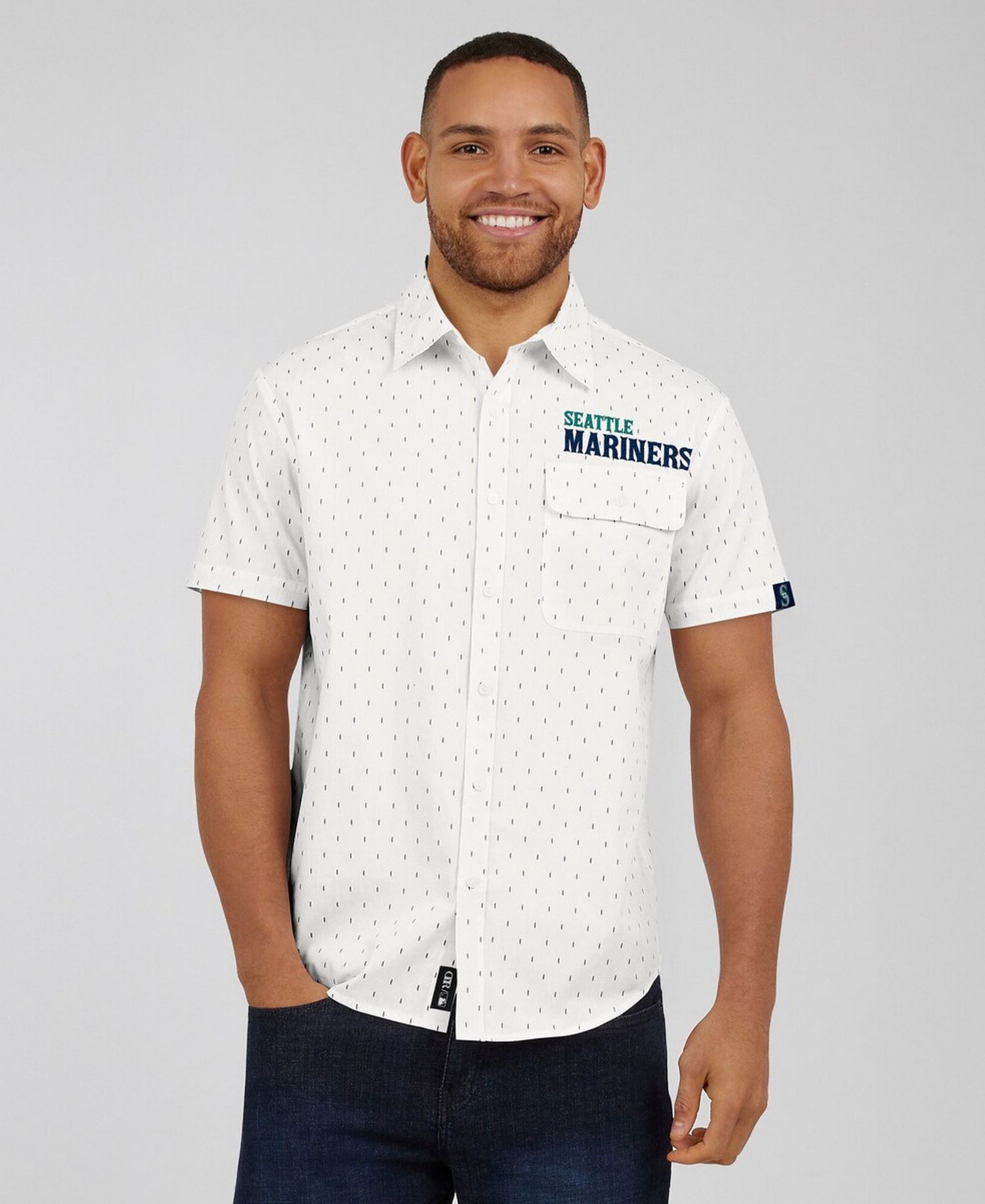 Darius Rucker Collection by Men's Cream Seattle Mariners Printed Button-Down Shirt