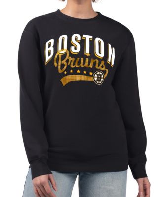 Women's Black Boston Bruins Filigree Team Graphic Fleece Pullover Sweatshirt